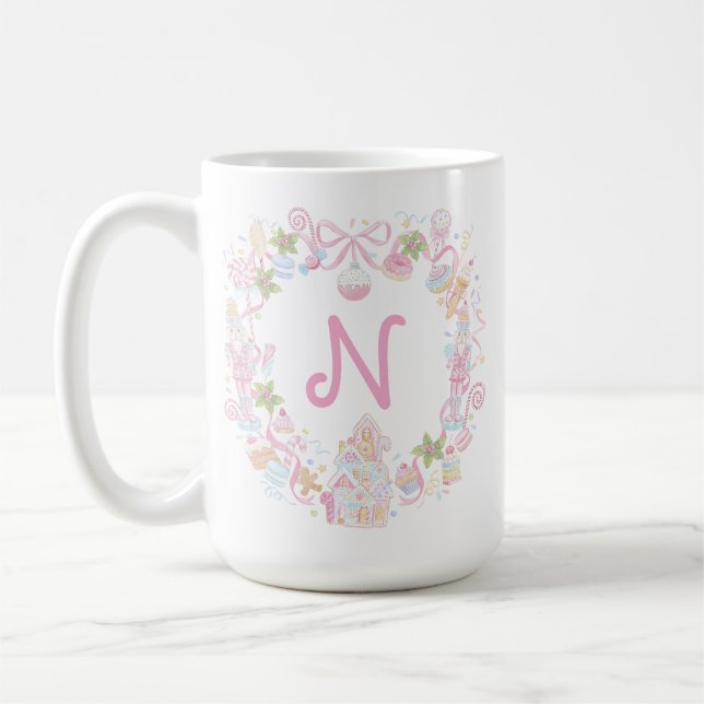 Pastel Sweet Holiday Treats Monogram Crest  Kaffemugg (Vänster)