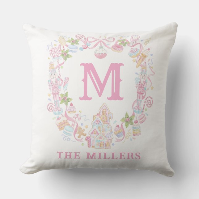 Pastel Sweet Holiday Treats Monogram Crest  Kudde (Framsida)