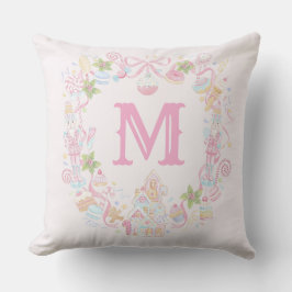 Pastel Sweet Holiday Treats Monogram Crest Kudde