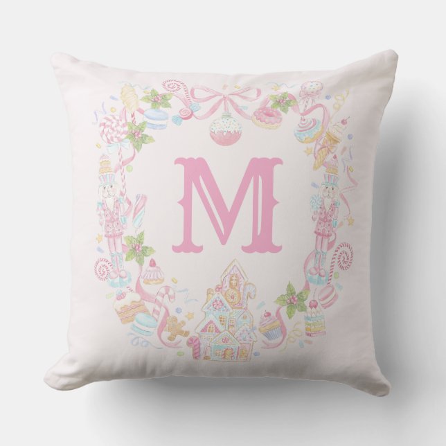 Pastel Sweet Holiday Treats Monogram Crest  Kudde (Framsida)