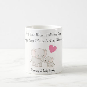 Pastel Sweet Mamma Elephant and Child - Kaffemugg