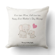 Pastel Sweet Mamma Elephant and Child -