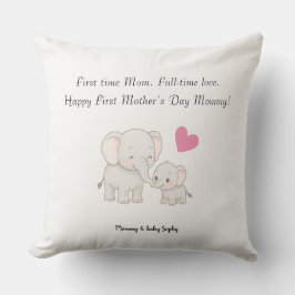 Pastel Sweet Mamma Elephant and Child - Kudde