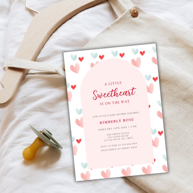 Pastel Swehoney Arch Valentiness Baby Shower Inbjudningar (Pastel Sweetheart Arch Valentines Baby Shower Invitation)