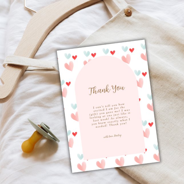 Pastel Swehoney Arch Valentiness Baby Shower Tack Kort (Pastel Sweetheart Arch Valentines Baby Shower Thank You Card)