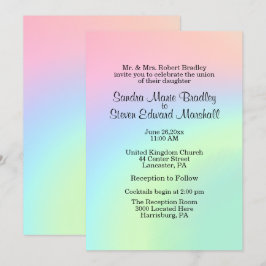 Pastel Swirl-bröllopsinbjudan med mottagning Inbjudningar