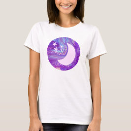 Pastel Swirl Circle Måne & Stars Art T-shirt