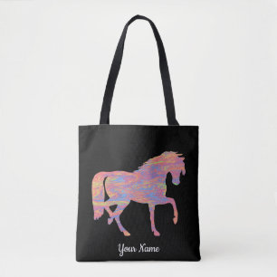 Pastel Swirl Horse Tote Bag Tygkasse