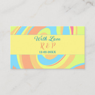 PASTEL SWIRL RETRO ADD NAMN BREV DATE MODERN BO VISITKORT