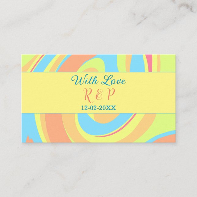 PASTEL SWIRL RETRO ADD NAMN BREV DATE MODERN BO VISITKORT (Framsida)