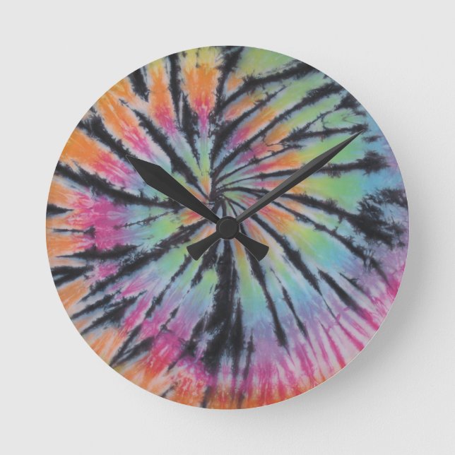 Pastel Swirl Spiral Tie Dye Rund Klocka (Framsida)