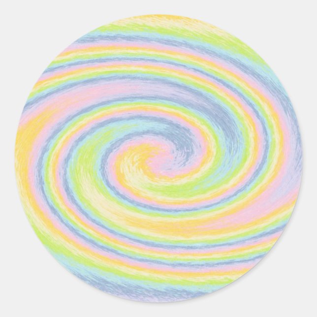 Pastel Swirl Stickers Runt Klistermärke (Framsida)