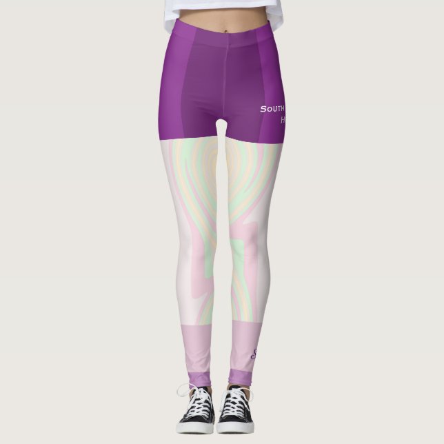 Pastel Swirl Team/Klubb Leggings med Fake Kort (Framsida)