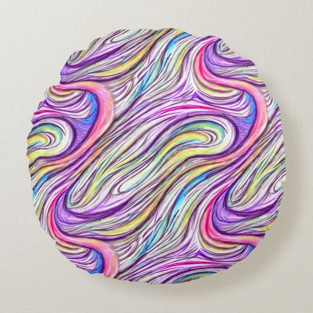 Pastel Swirlscape Round Pillow Rund Kudde (Framsidan)