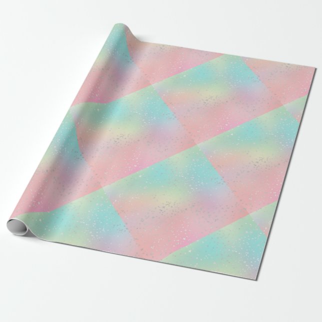 Pastel swirt tie färge söt teal gult rosa presentpapper (Utrullad)