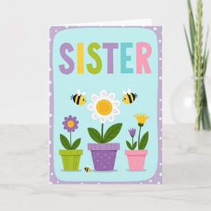 Pastel Systrar Dag Blomsterkort Kort