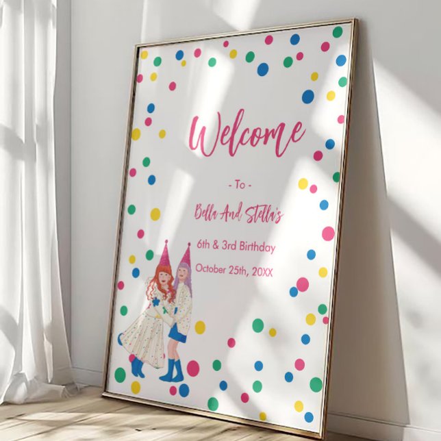 Pastel Systrar Gemensam Födelsedagsfest Poster (Skapare uppladdad)