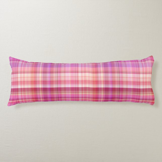 Pastel Tartan Play Rosa Lila 2 Utformning Kroppskudde (Framsidan)