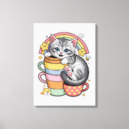 Pastel Tassar & Rainbow Sips Canvastryck