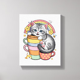 Pastel Tassar & Rainbow Sips Canvastryck