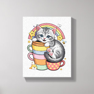 Pastel Tassar & Rainbow Sips Canvastryck
