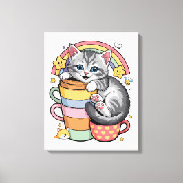 Pastel Tassar & Rainbow Sips Canvastryck