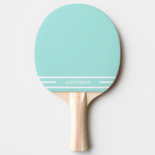 Pastel Teal and White Ping Pong Paddle med Namn Pingisracket