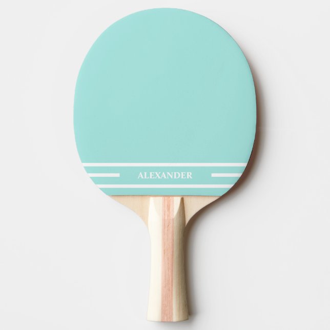 Pastel Teal and White Ping Pong Paddle med Namn Pingisracket (Framsidan)