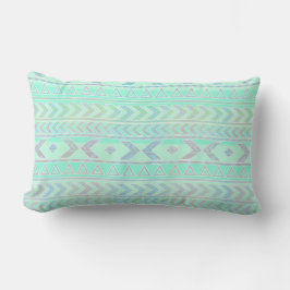 Pastel Teal Aztec Art Stil Mönster Lumbarkudde