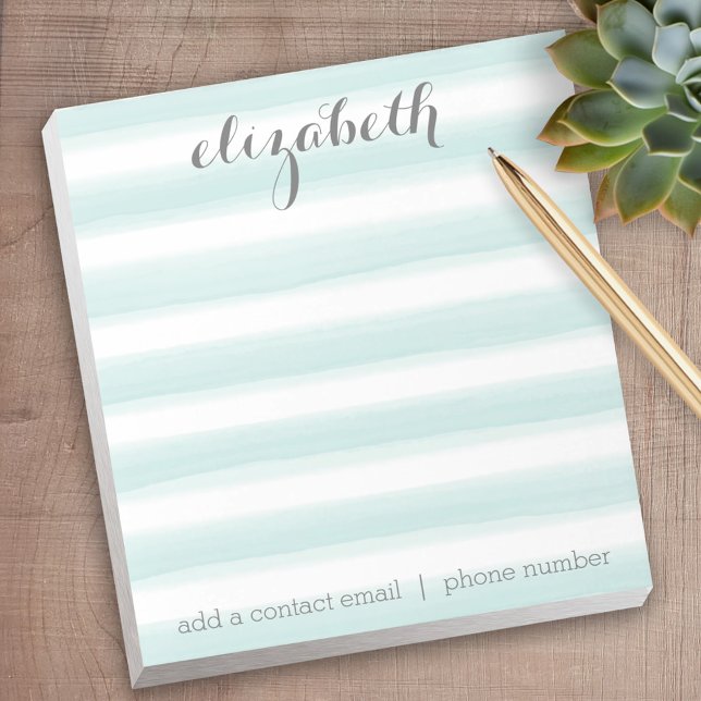 Pastel Teal och Grått Stationery Suite for Women Anteckningsblock (Personalized Notepad)
