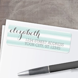 Pastel Teal och Grått Stationery Suite for Women Returadress Etikett