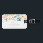 Pastel Teal Rosa Watercolor Blommigt Personligt br Bagagebricka<br><div class="desc">Pastel Teal Rosa Watercolor Blommigt Personligt bröllp Luggage Tag</div>