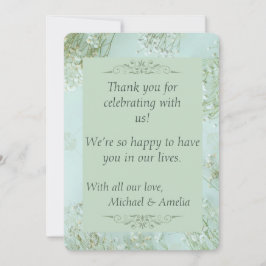 Pastel Teal White Flowers Bröllop - tackkort Tack Kort