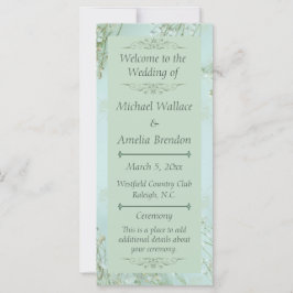 Pastel Teal White Flowers, Bröllopsprogram