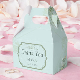 Pastel Teal White Flowers Wedor Favor Box Presentaskar