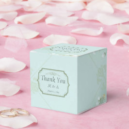 Pastel Teal White Flowers Wedor Favor Box Presentaskar
