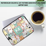 Pastel Tecknad Cute Cats Namn Monogram<br><div class="desc">Lägg till lite roligt kattdjur på arbetsytan med det här visuella laptop sleeve med en pulserande vattenfärgskatt mönster. Perfekt för djurälskare och kattentusiaster. Gör en underbar gåva till vilken katt som helst mamma eller pappa i ditt liv!</div>