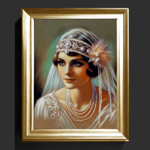 Pastel Teckning 1920's Bride Poster