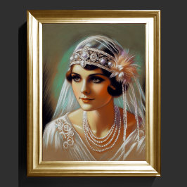 Pastel Teckning 1920's Bride Poster