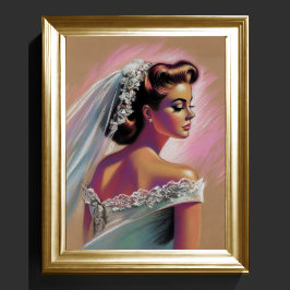 Pastel Teckning 1950's Bride Poster