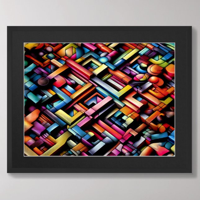 Pastel Teckning Abstrakt Dimensional Geometric Poster (Skapare uppladdad)