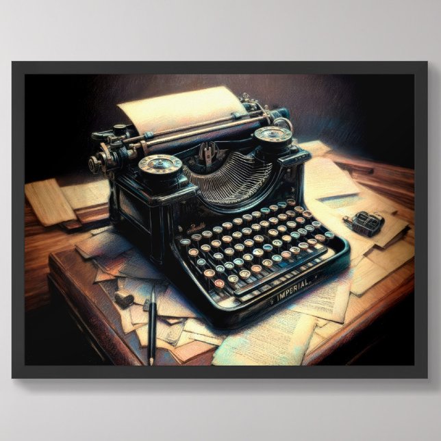 Pastel Teckning Antique Typewriter Desk Poster (Skapare uppladdad)
