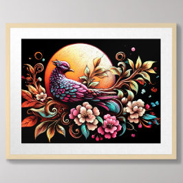 Pastel Teckning Asian Blommigt Pheasant Poster