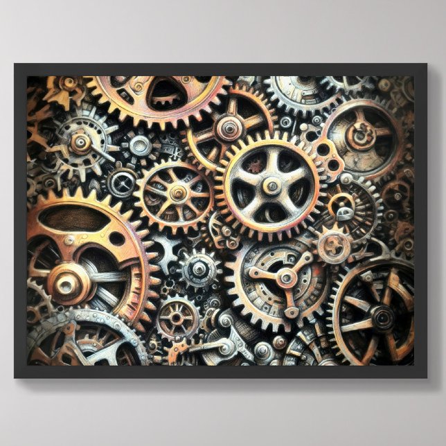 Pastel Teckning av Cogs Gears Steampunk Poster (Skapare uppladdad)