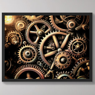 Pastel Teckning av Gears Cogs Steampunk Poster