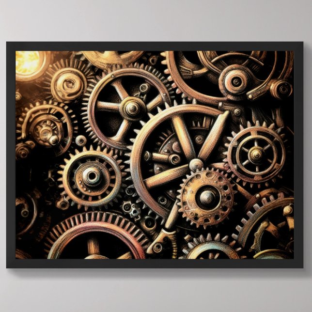 Pastel Teckning av Gears Cogs Steampunk Poster (Skapare uppladdad)
