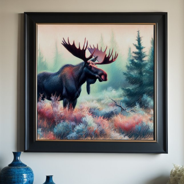 Pastel Teckning av Moose i naturen Poster (Skapare uppladdad)