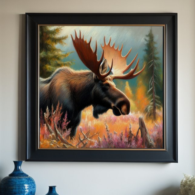 Pastel Teckning av Moose i naturen Poster (Skapare uppladdad)