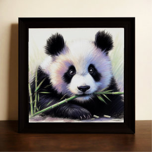 Pastel Teckning av Panda Bear Bamboo II Poster