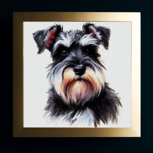 Pastel Teckning av Schnauzer Hund II Poster